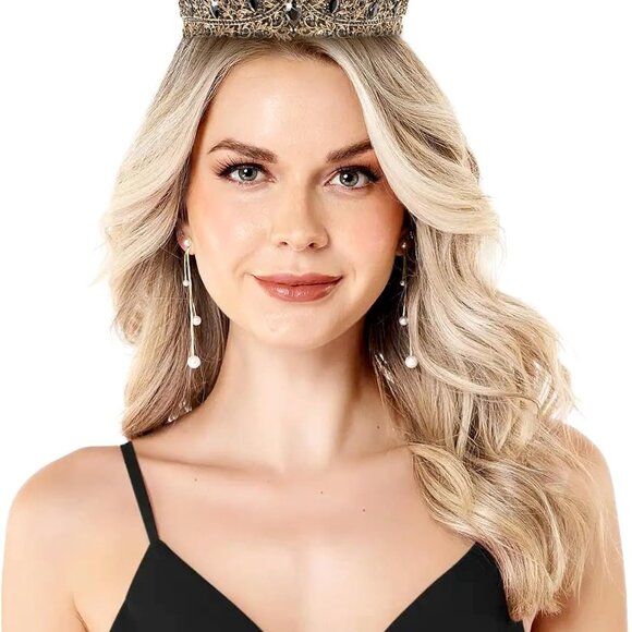 Gold Crown for Women Crystal Princess Tiaras Rhinestone Queen Headband Wedding B - Picture 3 of 6